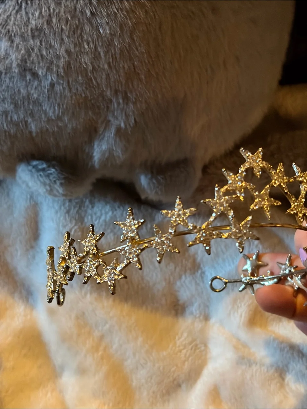 Rhinestone Starburst Tiara- Silver Tone